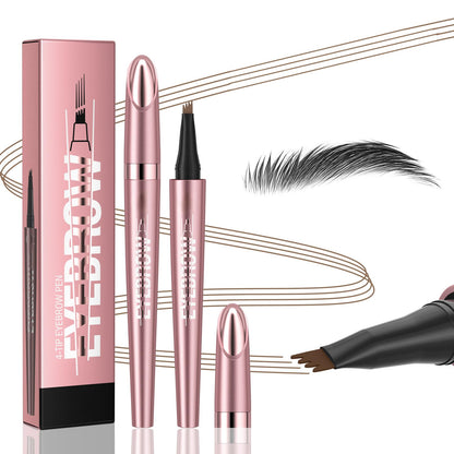 Yulinlon Q708 3D Microblading Eyebrow Pencil – Waterproof, 4-Tip Micro-Fork for Natural Brows (All Skin Tones, 5 Brown)