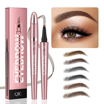 Yulinlon Q708 3D Microblading Eyebrow Pencil – Waterproof, 4-Tip Micro-Fork for Natural Brows (All Skin Tones, 5 Brown)