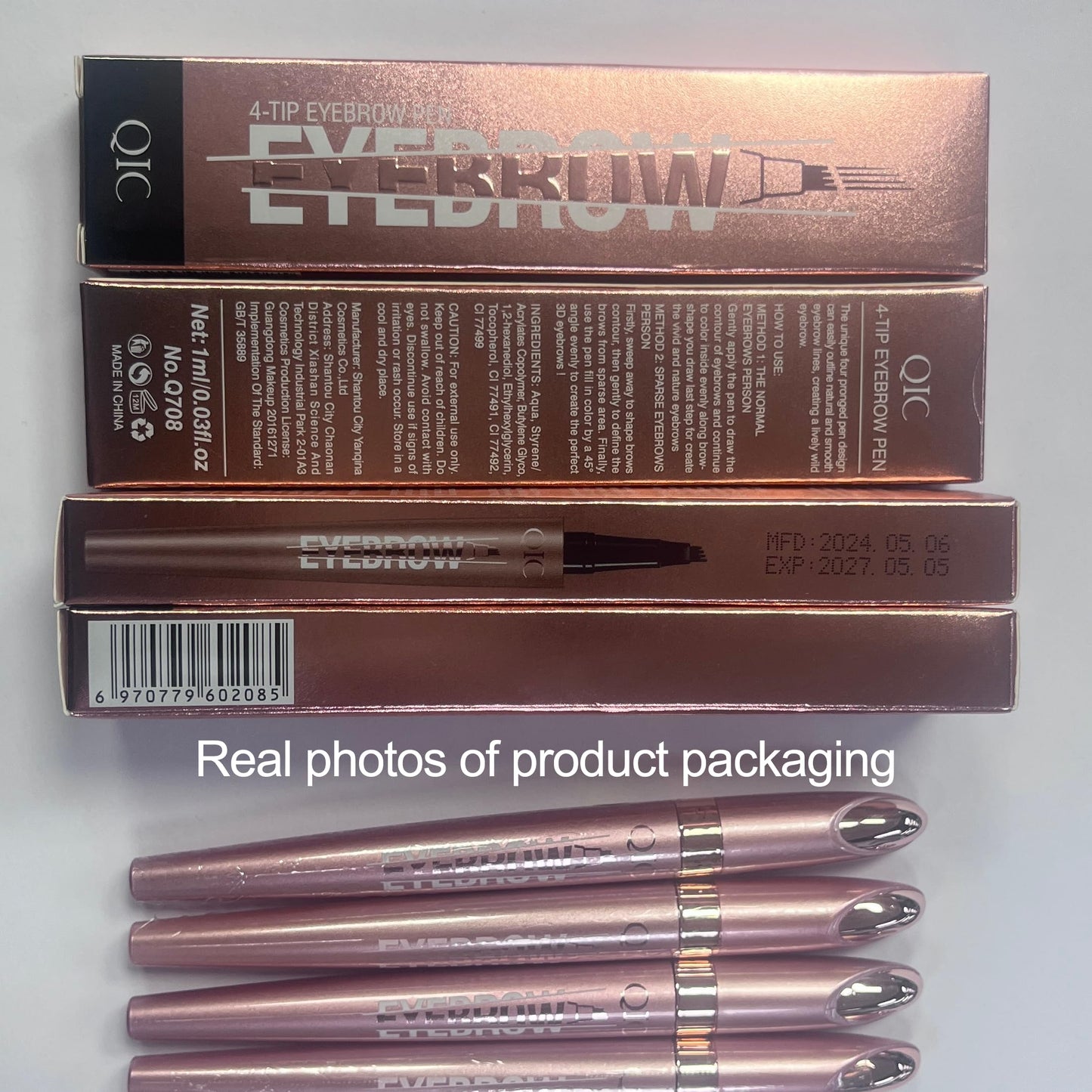 Yulinlon Q708 3D Microblading Eyebrow Pencil - Waterproof, 4-Tipped Micro-Fork, Long-Lasting (6# Black Brown)