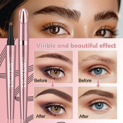 Yulinlon Q708 3D Microblading Eyebrow Pencil – Waterproof, 4 Shades, Dual-Ended with Micro-Fork Tip (3#Grey)