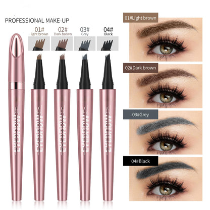 Yulinlon Q708 3D Microblading Eyebrow Pencil | Waterproof, 4-Tip, All Skin Tones (Light Brown)