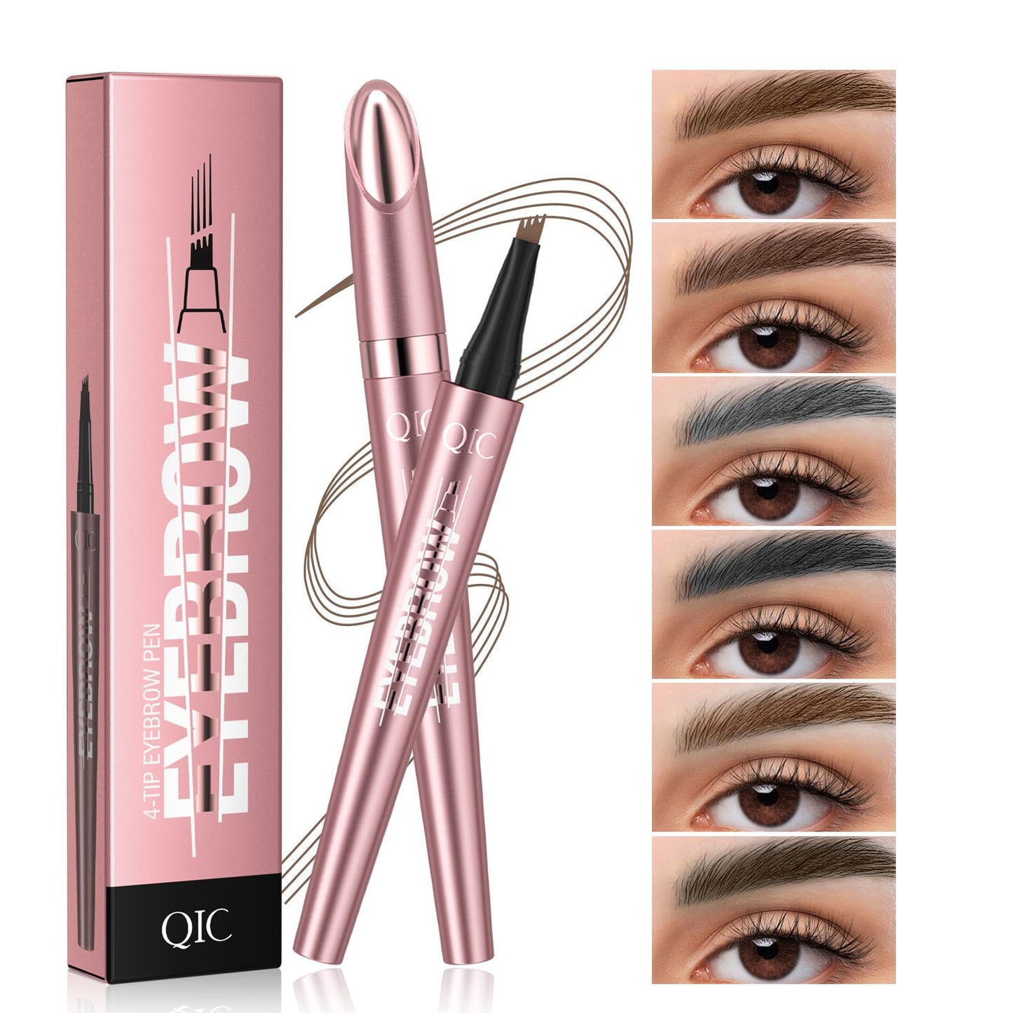 Yulinlon Q708 3D Microblading Eyebrow Pencil – Waterproof, 4-Tip Micro-Fork for Natural Brows (All Skin Tones, 5 Brown)