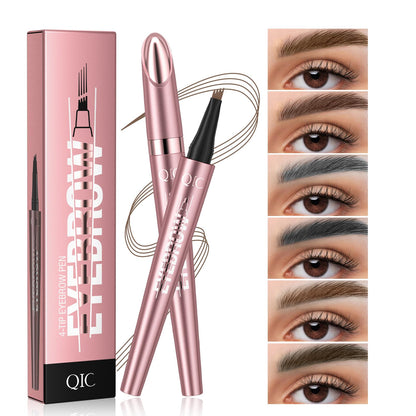 Yulinlon Q708 3D Microblading Eyebrow Pencil – Waterproof, 4-Tip Micro-Fork for Natural Brows (All Skin Tones, 5 Brown)