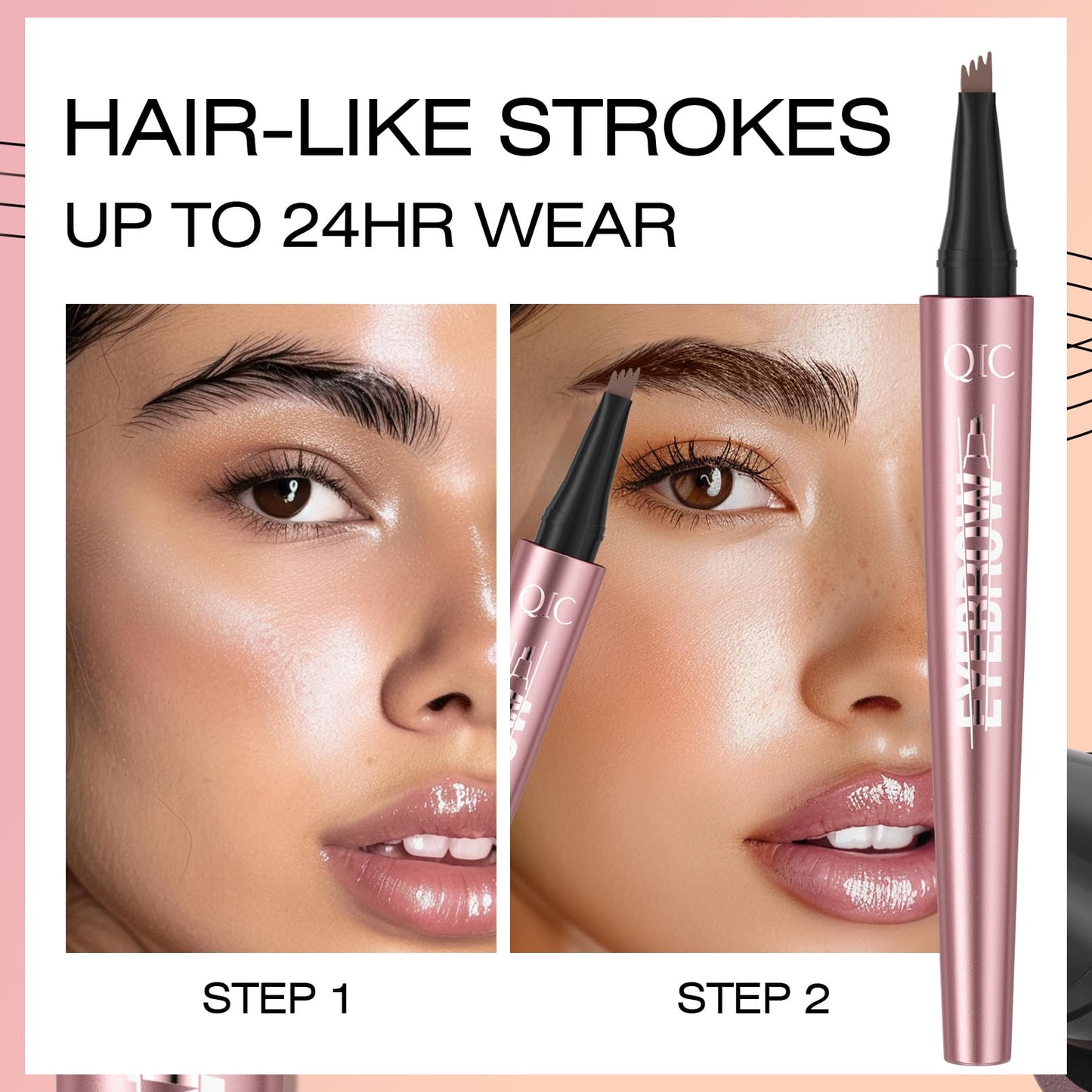 Yulinlon Q708 3D Microblading Eyebrow Pencil - Waterproof, 4-Tipped Micro-Fork, Long-Lasting (6# Black Brown)