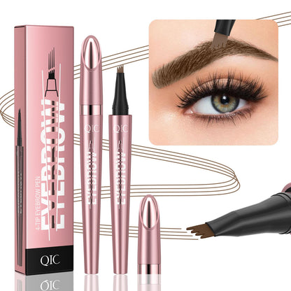 Yulinlon Q708 3D Microblading Eyebrow Pencil - Waterproof, 4-Tipped Micro-Fork, Long-Lasting (6# Black Brown)