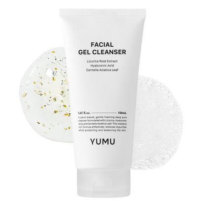 YUMU Licorice Deep Pore Facial Cleanser – Hydrating Gel Cleanser with Centella Asiatica, Ceramide NP & Hyaluronic Acid (150ml)
