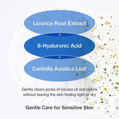 YUMU Licorice Deep Pore Facial Cleanser – Hydrating Gel Cleanser with Centella Asiatica, Ceramide NP & Hyaluronic Acid (150ml)