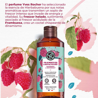 Yves Rocher Raspberry & Peppermint Energizing Bath & Shower Gel – 400 ml