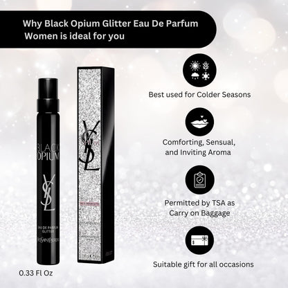 Yves Saint Laurent Black Opium Glitter EDP – Travel Size 0.33 oz for Women