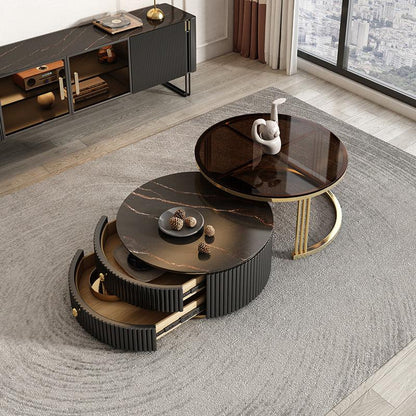 Bell Nesting Coffee Table Set, White & Gold