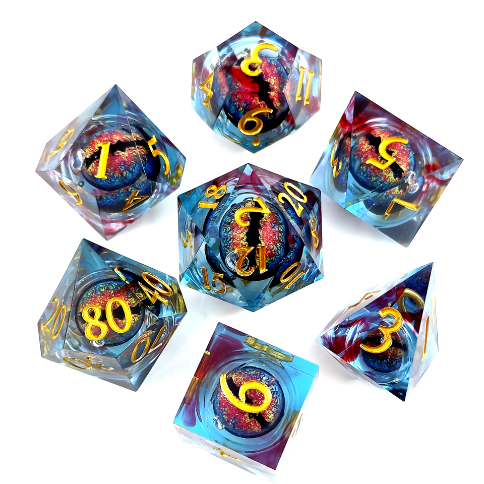 Eye of Winterblood | Liquid Core Dice | Resin | 7 Piece Set