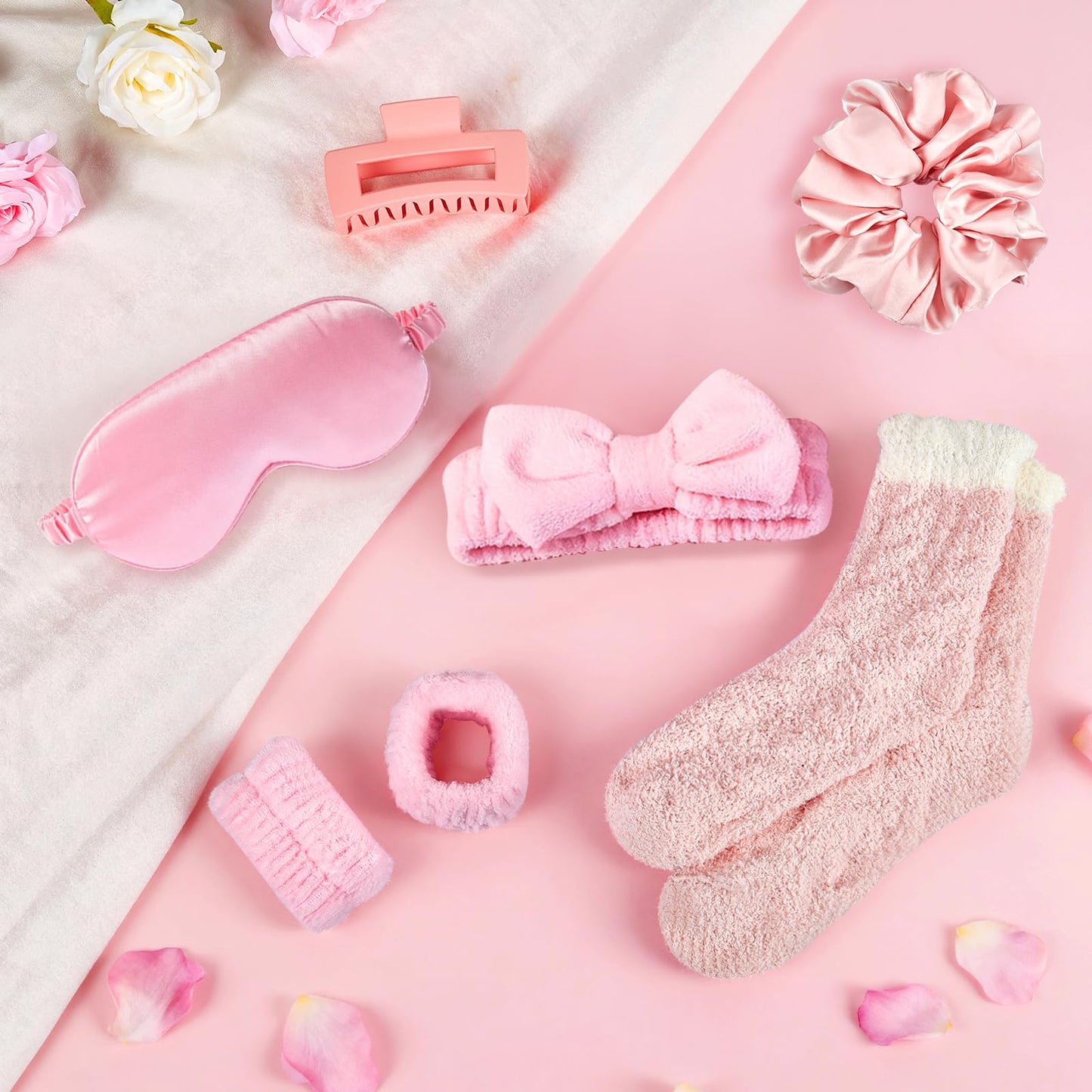 ZAHAT Mini Spa Kit for Girls – Pink Self-Care Gift Set with Eye Mask, Headband, Socks