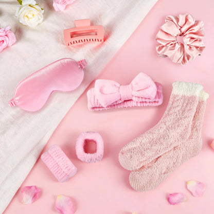 ZAHAT Mini Spa Kit for Girls – Pink Self-Care Gift Set with Eye Mask, Headband, Socks