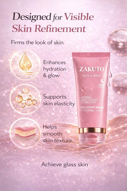 ZAKUTO Korean Formula Collagen Wrapping Mask – Overnight Peel-Off Hydration for Glass Skin