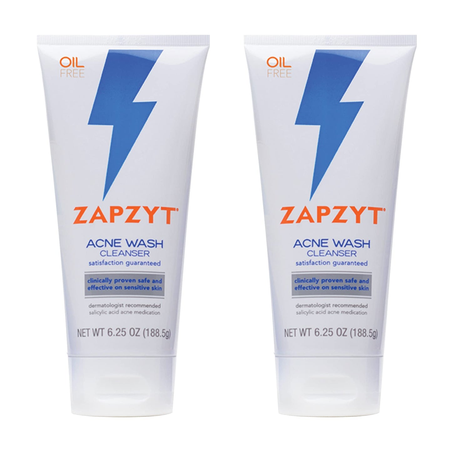 Zapzyt Acne Wash – 6.25 oz (Pack of 2) | Hypoallergenic Cleanser with 2% Salicylic Acid