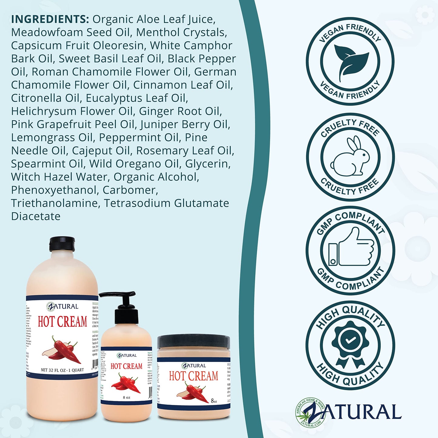 Zatural Hot Cream Muscle Rub – Doctor Formulated, 128 oz, Professional Therapeutic Grade for Body Wraps and Skin Firming
