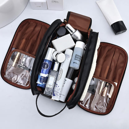 ZCLBJIAHUI Travel Toiletry Bag for Men – Waterproof PU Leather, Triple-Layer with Handle