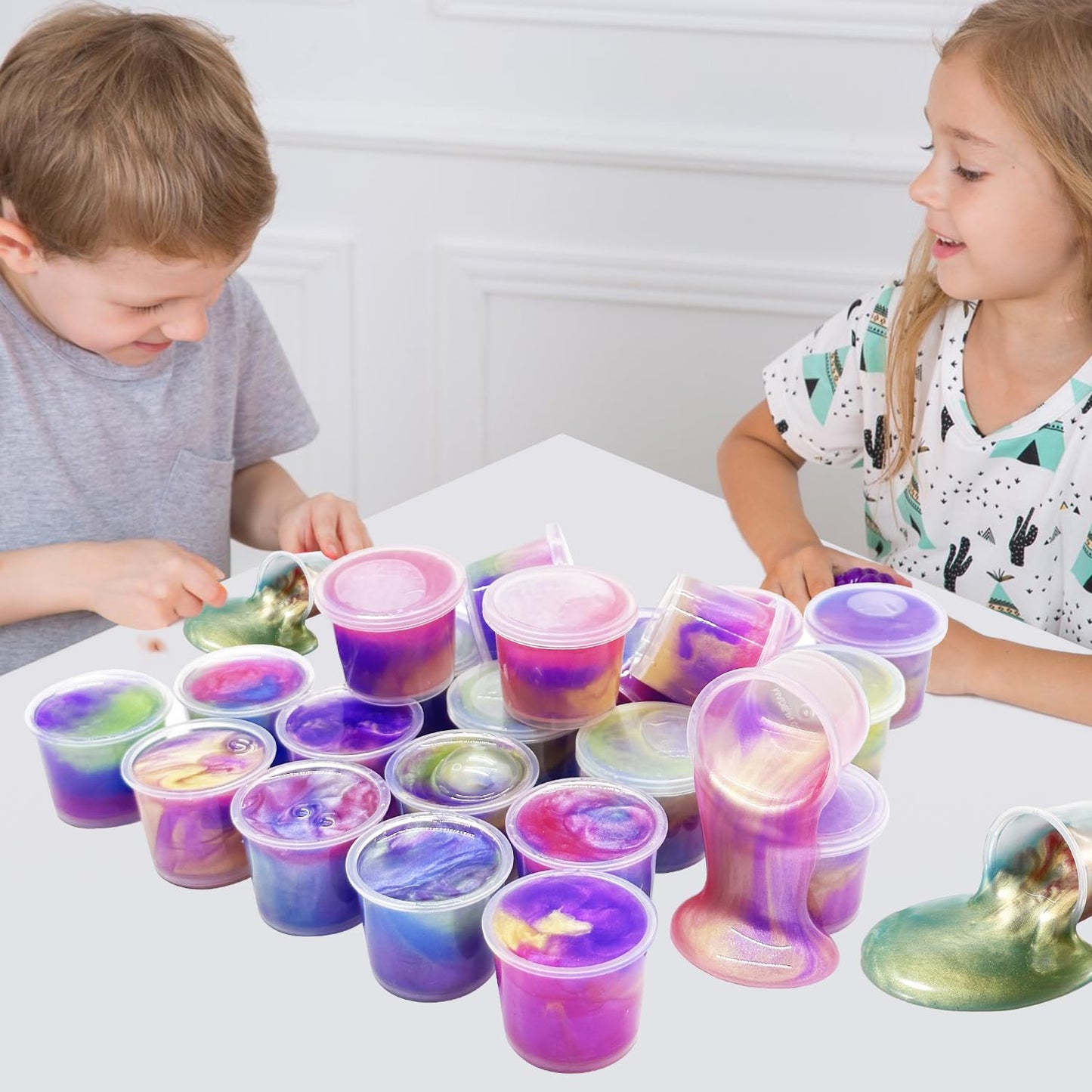 ZDTHNSIAT Galaxy Slime Putty 24-Pack – Non-Sticky Fidget Toy for Kids