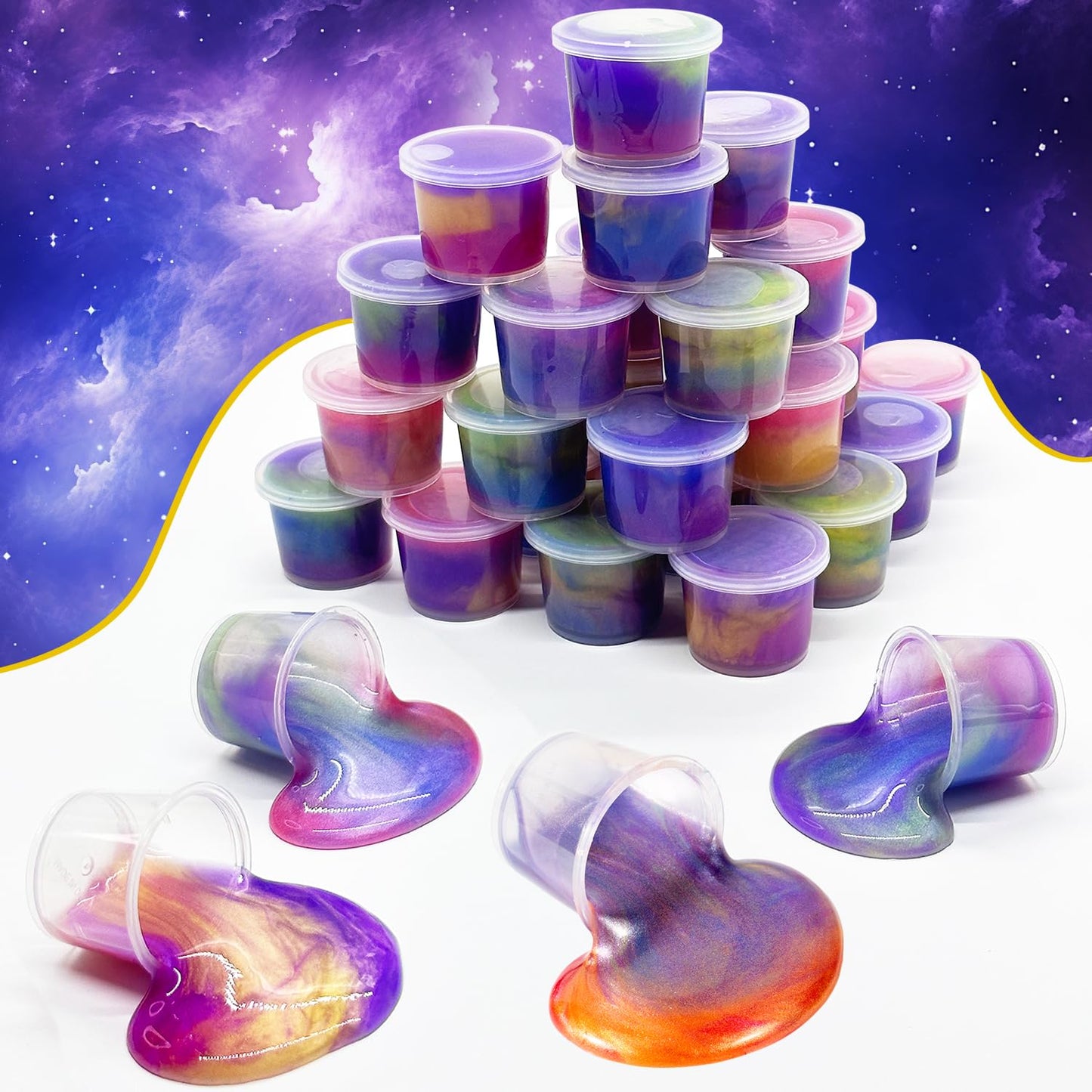 ZDTHNSIAT Galaxy Slime Putty 24-Pack – Non-Sticky Fidget Toy for Kids