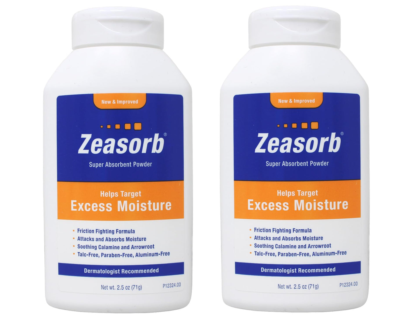 Zeasorb Excess Moisture, 2.5 oz (Pack of 2) | Absorbs Moisture and Reduces Friction