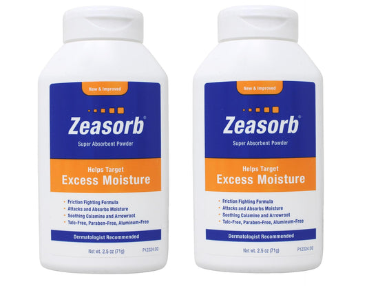 Zeasorb Excess Moisture, 2.5 oz (Pack of 2) | Absorbs Moisture and Reduces Friction