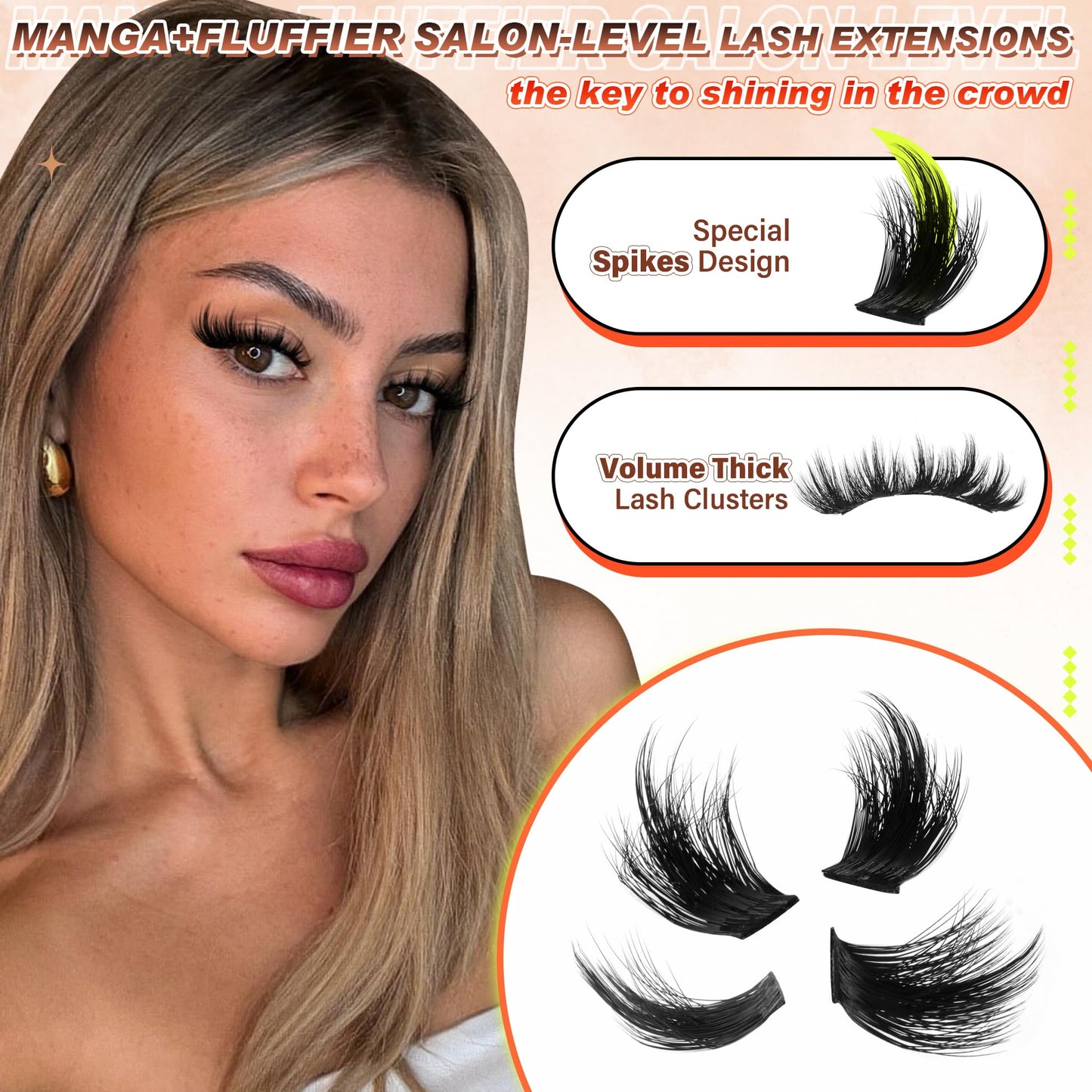 Zegaine Manga Lash Clusters — Wispy Spikes, D-Curly, 10–18mm, 120Pcs