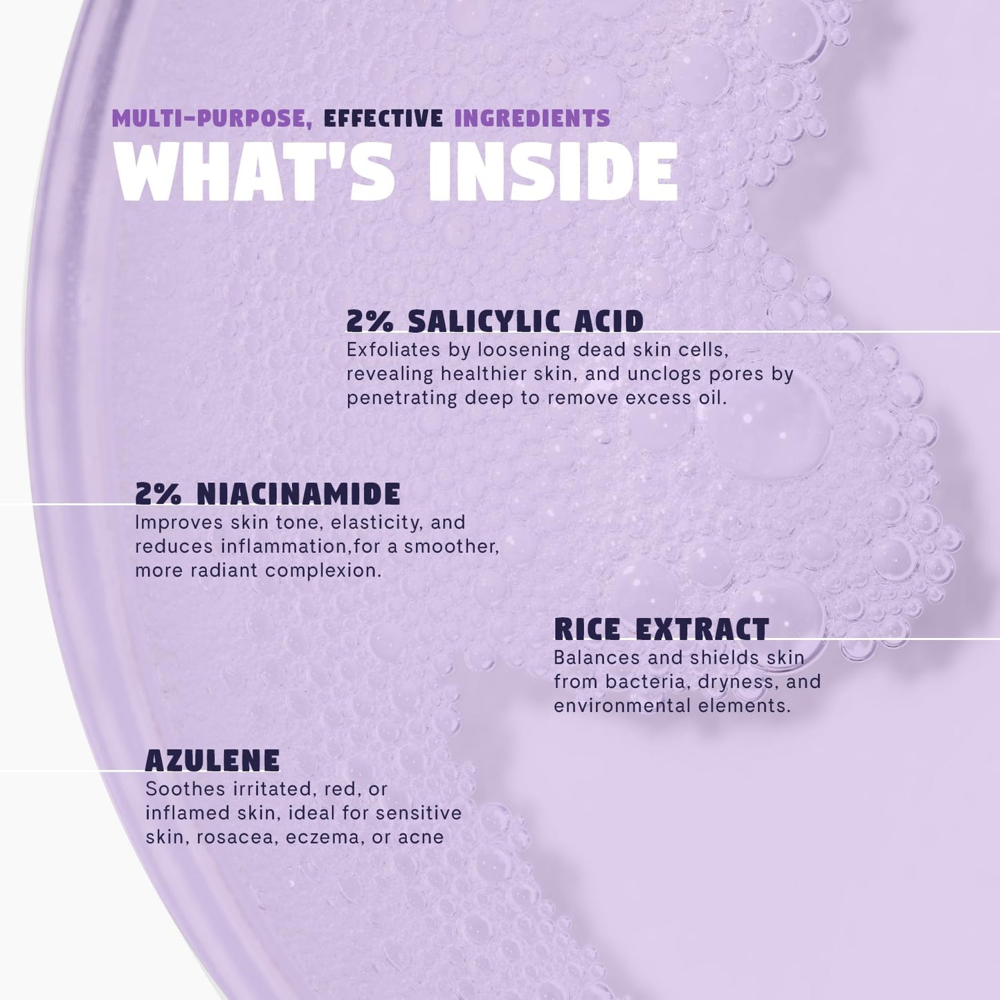 Zen Dew Violet Aura 2% BHA Toner — Gentle Exfoliation with Niacinamide & Rice Extract for Sensitive Skin