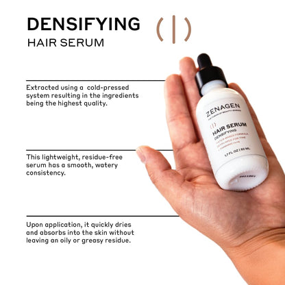 Zenagen Densifying Hair Serum for Fine & Thinning Hair | Plant-Based, Water-Based, Non-Greasy | 3.4 oz