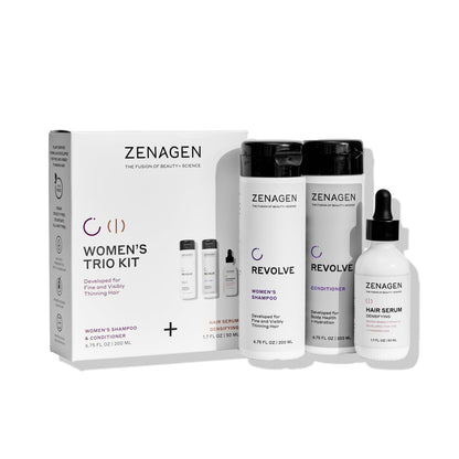 ZENAGEN Revolve Women Trio Kit – Shampoo, Conditioner & Densifying Serum for Fine Hair