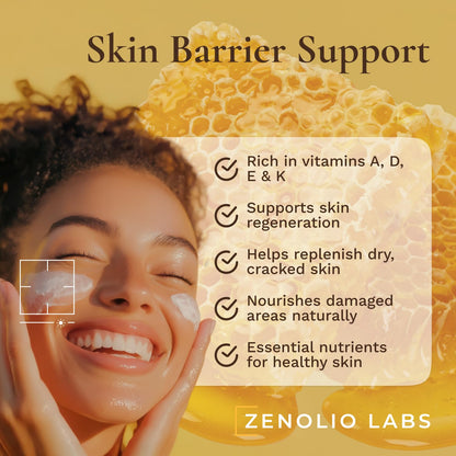 Zenolio Labs Organic Beef Tallow Balm for Face & Body — Whipped Grass-Fed Moisturizer with Raw Honey & Beeswax