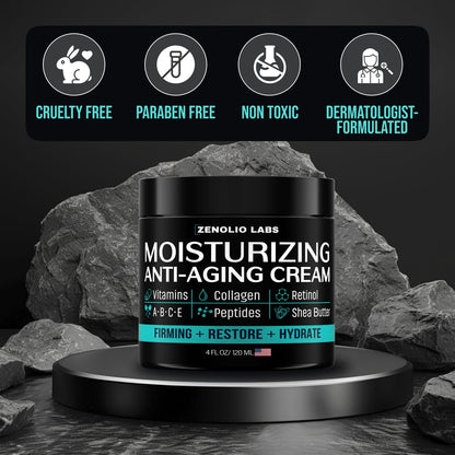 Zenolio Labs Mens Face Moisturizer Cream – Anti-Aging with Retinol & Peptides, 4 oz