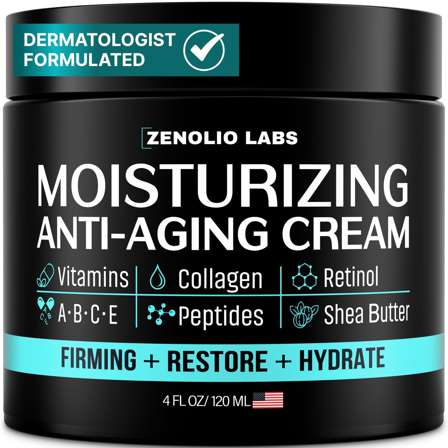 Zenolio Labs Mens Face Moisturizer Cream – Anti-Aging with Retinol & Peptides, 4 oz