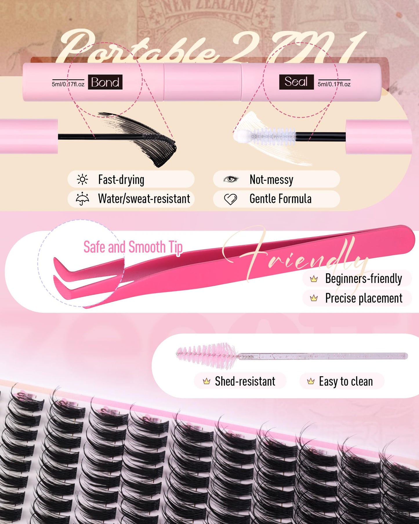 Zenotti Manga Lash Clusters Kit – Wispy Natural Eyelash Clusters for Anime Cosplay & DIY Lashes