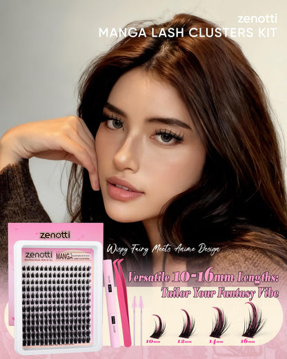 Zenotti Manga Lash Clusters Kit – Wispy Natural Eyelash Clusters for Anime Cosplay & DIY Lashes