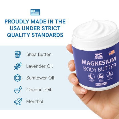 Zensah Magnesium Body Butter for Athletes – Post-Workout Recovery with Lavender & Menthol