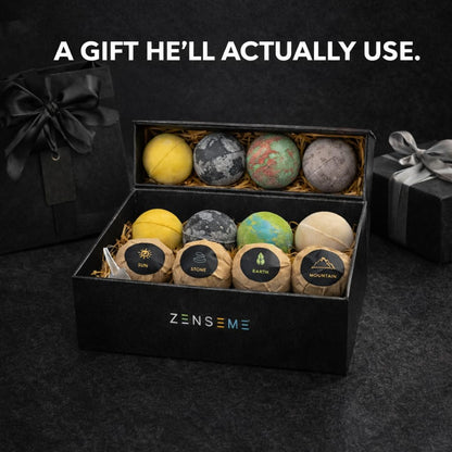 ZenseMe Bath Bombs for Men – Gift Set of 8 Organic Handmade 2.5 oz Bath Bombs