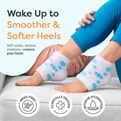 ZenToes Moisturizing Socks for Cracked Heel Treatment – Vitamin E, Olive Oil & Jojoba Infused (Regular, White & Blue Snowflake)