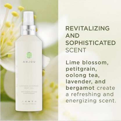 Zents Luminous Cashmere Body Oil with Oolong Fragrance | Vitamin E & Coconut Oil Moisturizer | 8 fl oz