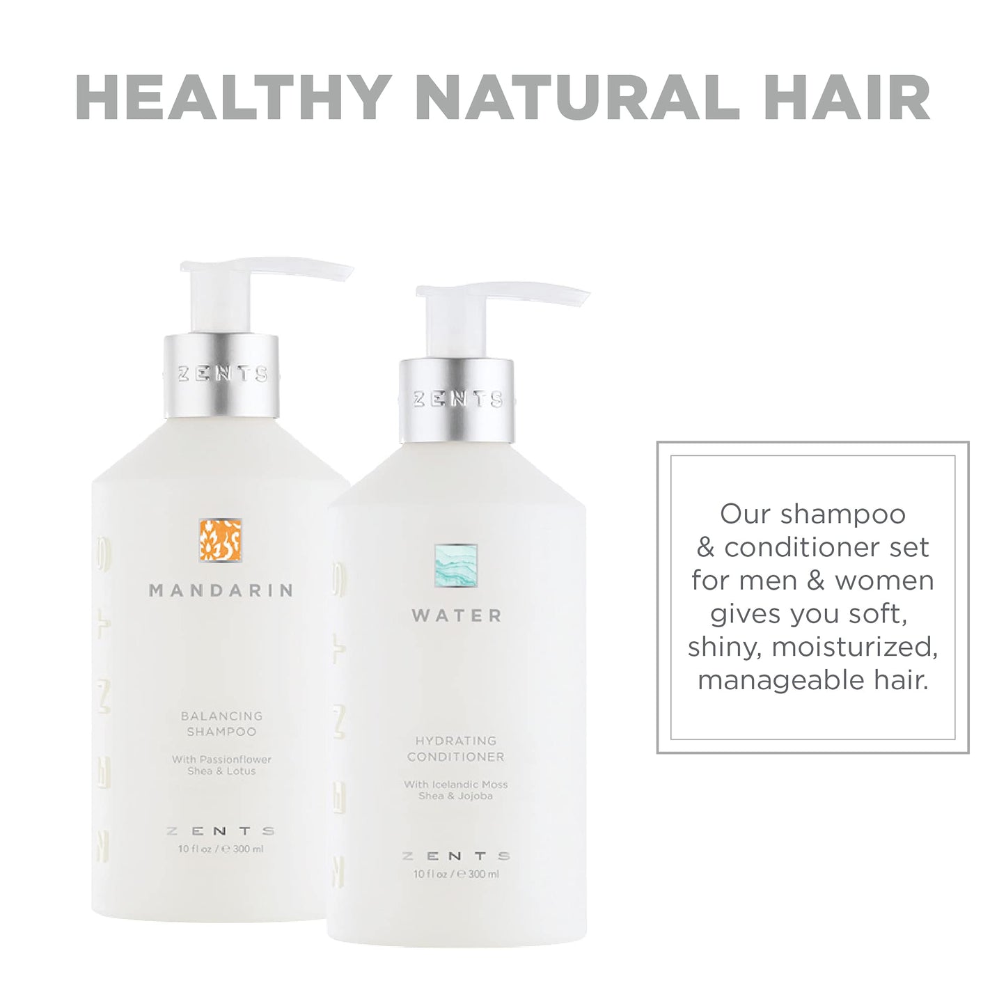 ZENTS Balancing Shampoo & Moisturizing Conditioner Set – Color Safe, Sulfate-Free, 10 fl oz Each