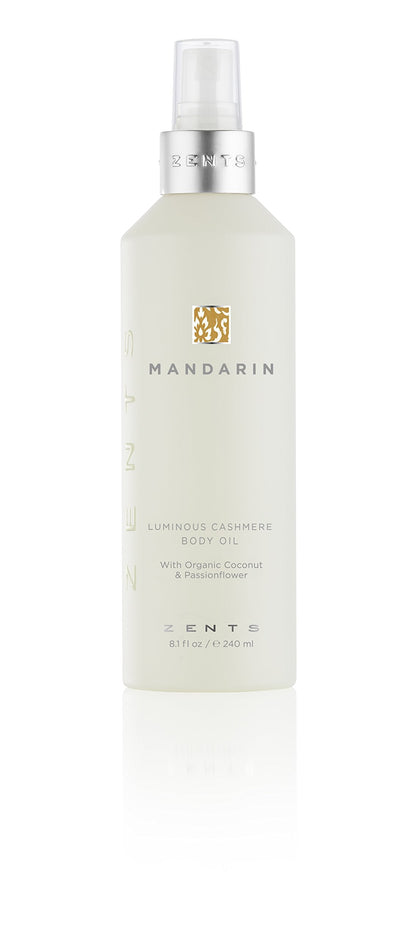 Zents Luminous Cashmere Body Oil (Mandarin Fragrance) | Moisturizing Oil with Vitamin E & Coconut Oil | 8 fl oz