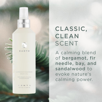 Zents Luminous Cashmere Body Oil (Earth Fragrance) | Moisturizing Oil with Vitamin E & Organic Coconut