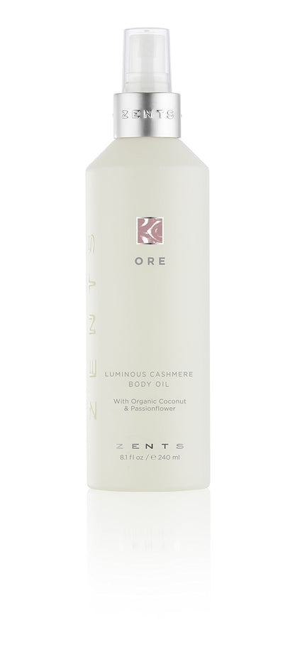 ZENTS Luminous Cashmere Body Oil – Ore Fragrance, Vitamin E & Coconut Oil, 8 fl oz
