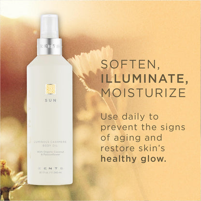 Zents Luminous Cashmere Body Oil (Sun Fragrance) – Moisturizing Oil with Vitamin E & Coconut Oil | 8 fl oz