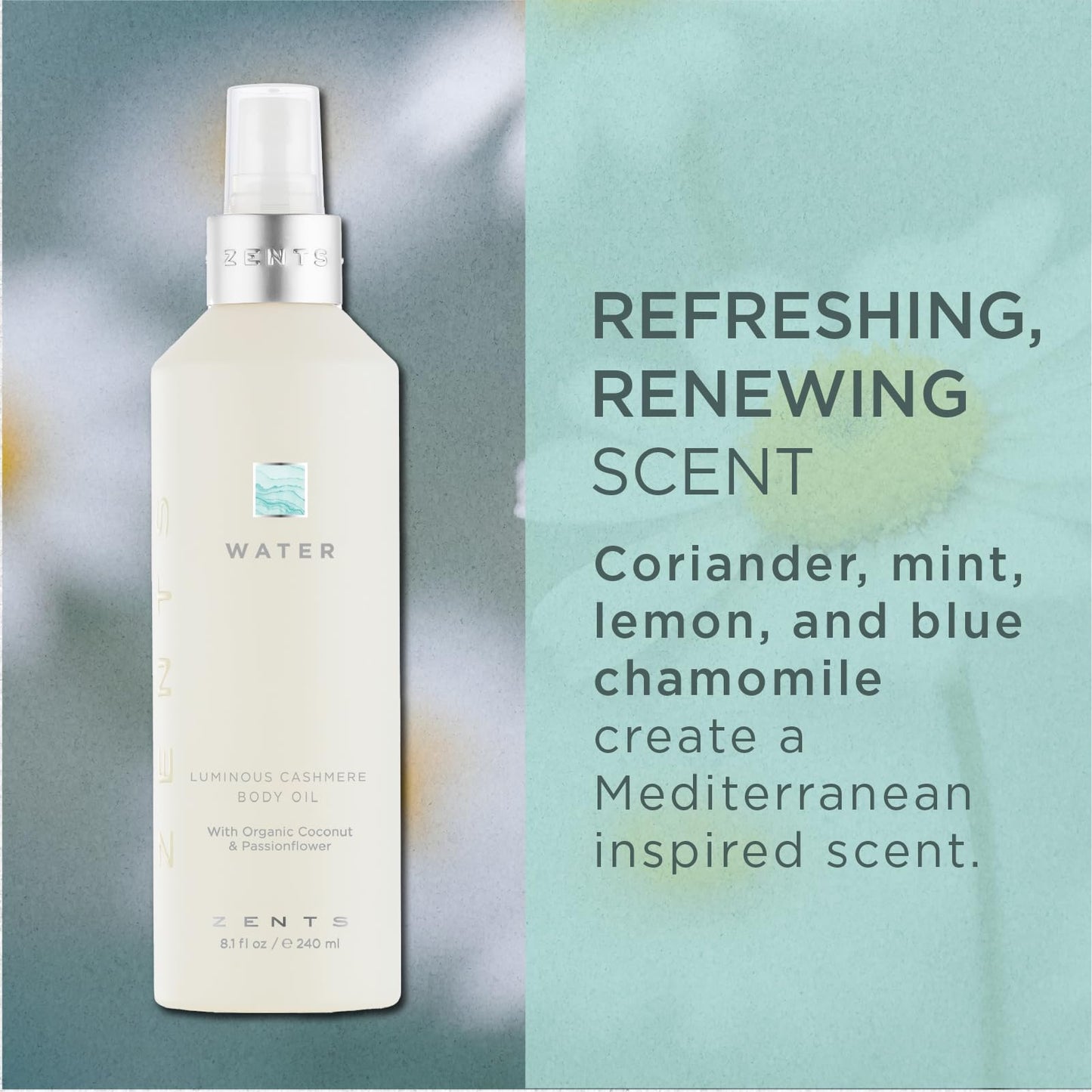 Zents Luminous Cashmere Body Oil (Water Fragrance) | Vitamin E & Organic Coconut Oil
