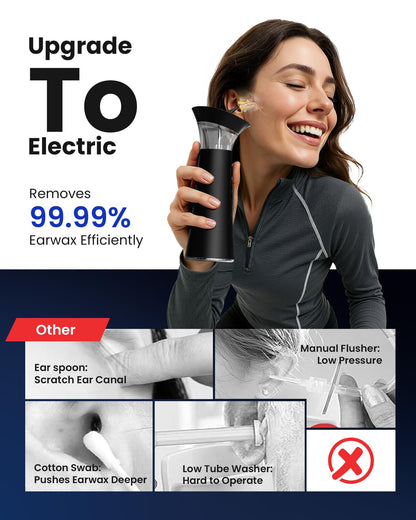 Zephronic Electric Ear Wax Removal Kit – Dual Tanks, Temperature Safety, IPX6, USB-C