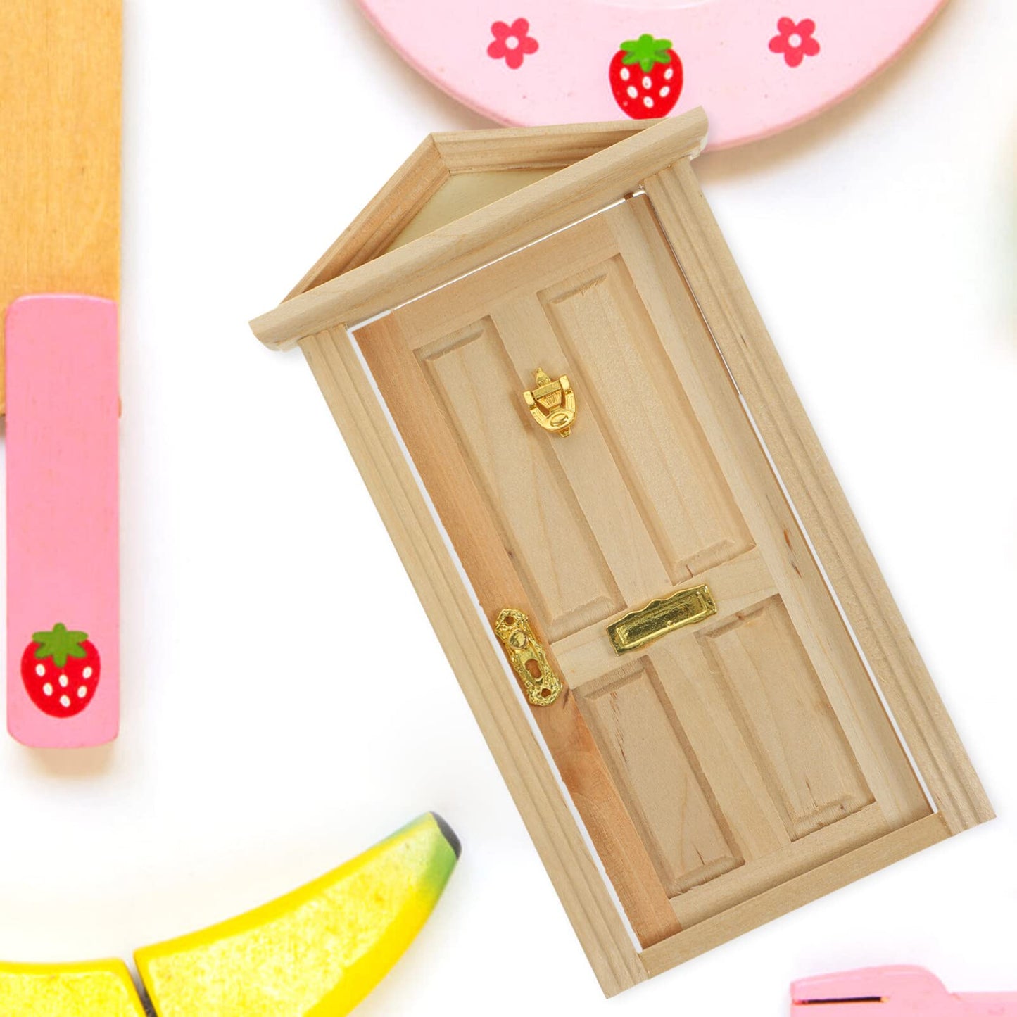 Zerodeko Dollhouse Door 1:12 Scale - Unpainted Wooden Mini Door for DIY Dollhouse Craft