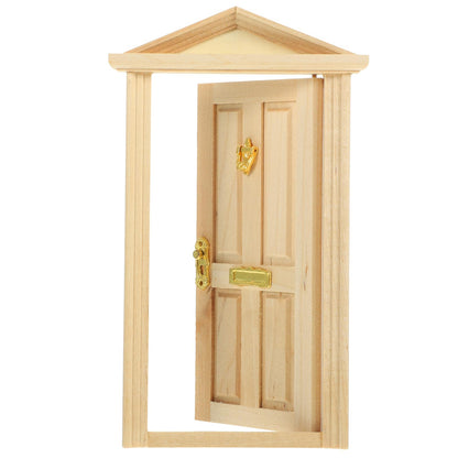 Zerodeko Dollhouse Door 1:12 Scale - Unpainted Wooden Mini Door for DIY Dollhouse Craft