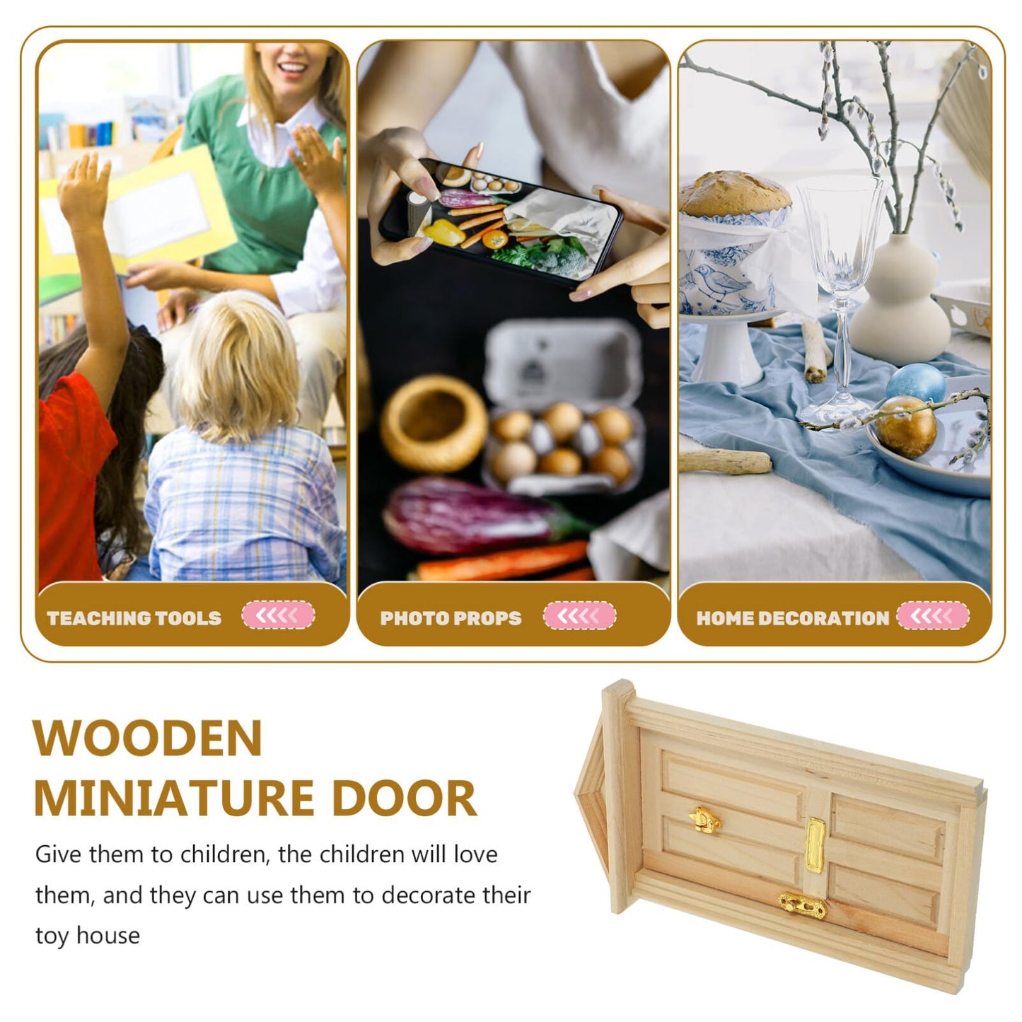 Zerodeko Dollhouse Door 1:12 Scale - Unpainted Wooden Mini Door for DIY Dollhouse Craft
