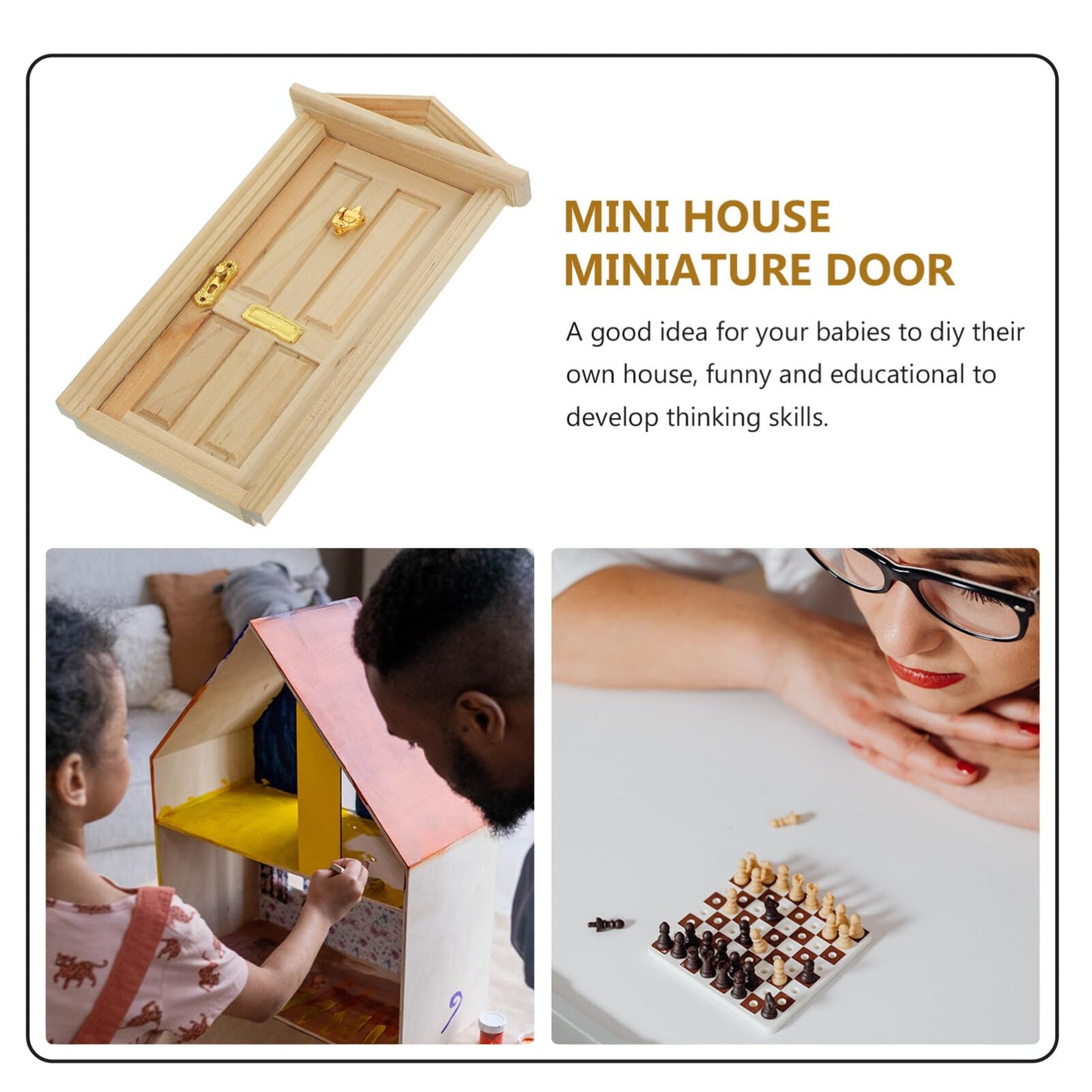 Zerodeko Dollhouse Door 1:12 Scale - Unpainted Wooden Mini Door for DIY Dollhouse Craft