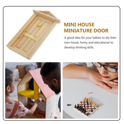 Zerodeko Dollhouse Door 1:12 Scale - Unpainted Wooden Mini Door for DIY Dollhouse Craft